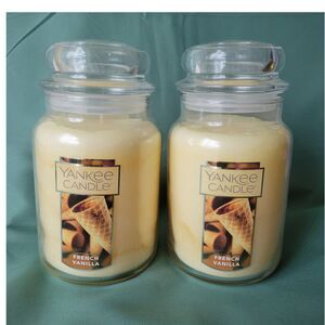 Yankee Candle French Vanilla 22oz Large Jar Lot of 2 Single Wick Candles